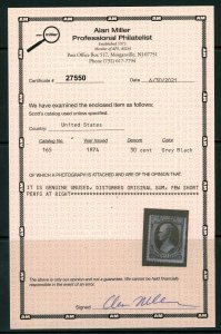USAstamps Unused FVF US 1874 Bank Note Hamilton Scott 165 OG MHR + Cert