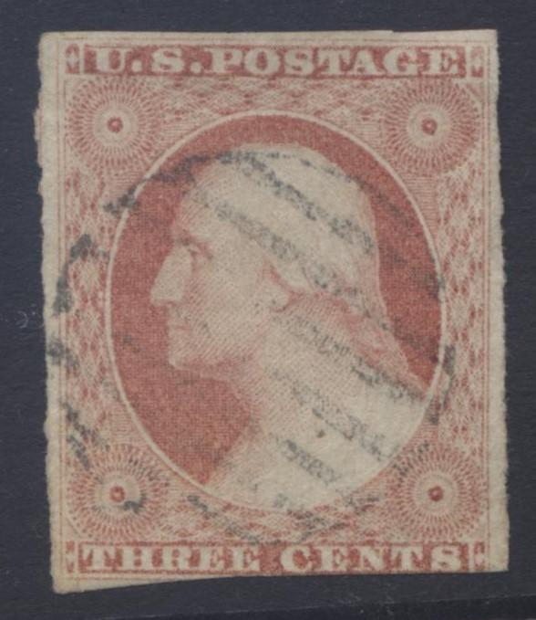 USA - Scott 10A - Type II - Imperforate - Orange Brown - 3c Stamp