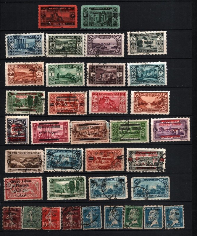 LEBANON 1924-1933 SET OF 36 STAMPS MINT & USED/HINGED