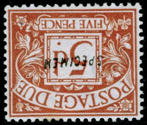 SGD7Wis, 5d brownish cinnamon, M MINT. Cat £45. SPECIMEN. WMK INV.