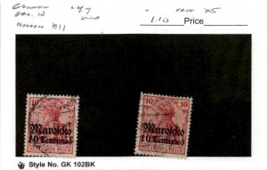 Germany Offices Morocco, Postage Stamp, #47 (2 Ea) Used, 1911 (AC)