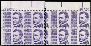 1281, RARE MISPERFORATED ERROR PLATE BLOCK WITH NORMAL