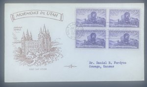 Scott 950 FDC 100th Anniv of Utah  PentArts Cachet