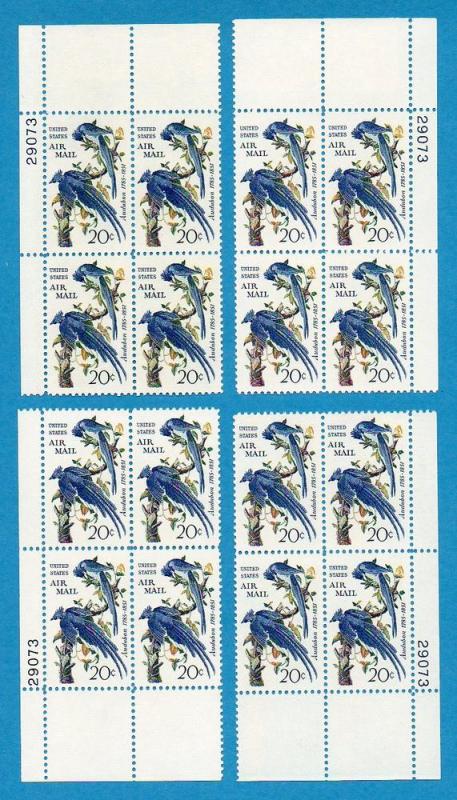 Scott #C71 20c Audubon Plate #29073 MS Plate Blocks Mint NH