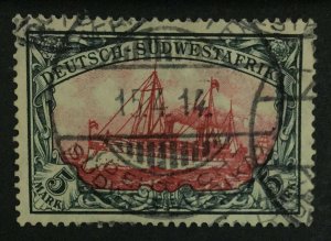 MOMEN: GERMAN COLONIES SOUTH WEST AFRICA SC #34 1906 USED **SIGNED** LOT #62351