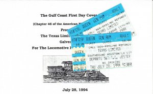 Gulf Coast AFDCS 1st Day Ceremony Program #2843-47 Locomotives Texas Ltd Tickets