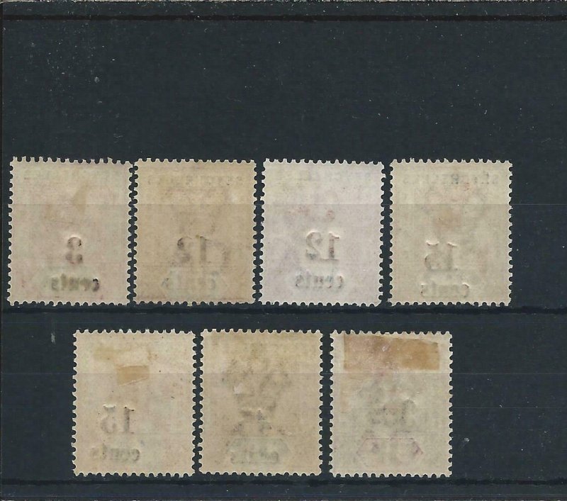 SEYCHELLES 1893 OVERPRINT SET OF SEVEN MM SG 15/21 CAT £160