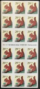 US #2489a MNH Booklet Pane of 18 Red Squirrel #D11111 SCV $11.00 L42