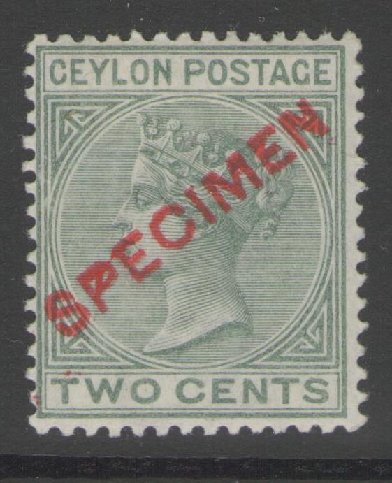 CEYLON SG147s 1884 2c DULL GREEN SPECIMEN MTD MINT