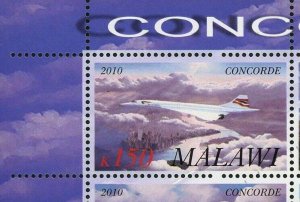 Congo Concorde Cloud Airplane Transportation Souvenir Sheet of 4 Stamps Mint NH