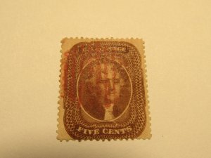 US Stamps, Scott #30A Used 1860, Red Grid cancel (CV $375), A.Miller Certificate