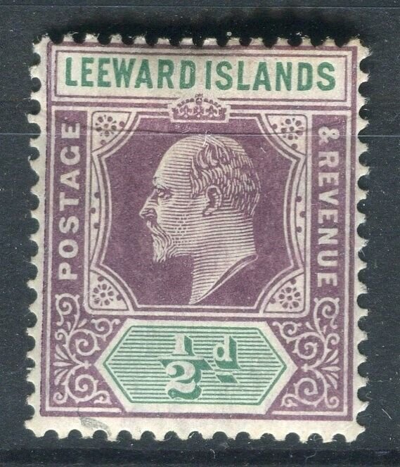 LEEWARD ISLANDS; Early 1900s Ed VII issue Mint hinged 1d. value