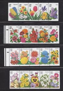 US Scott # 2764a, 2833a, 2997a, 3029a  Flowers Booklet 