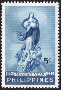 Philippines: SC#617 5c Marian Year: The Immaculate Conception Single (1954) MNH