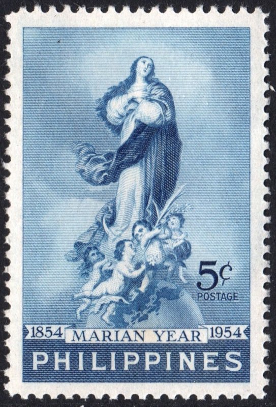 Philippines: SC#617 5c Marian Year: The Immaculate Conception Single (1954) MNH