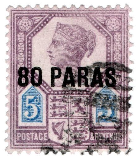 (I.B) Lebanon Postal : British Levant 80pa on 5d (SG 5)