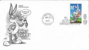 1997 FDC, #3137a, 32c Bugs Bunny, Art Craft