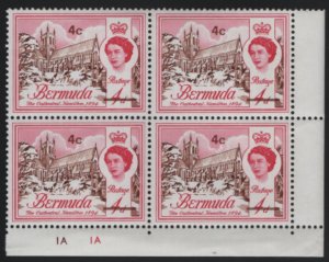 Bermuda 1970 MNH Sc 241 4c on 4p The Cathedral LR corner block of 4