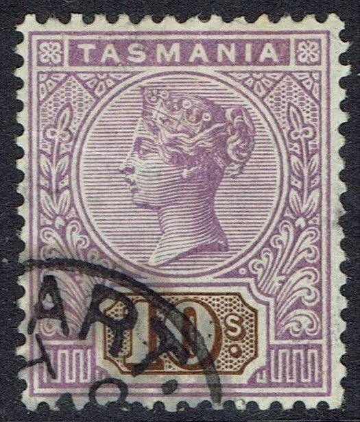 TASMANIA 1892 QV TABLET 10/- WMK TAS USED 