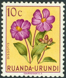 Ruanda-Urundi 1953 SC #114 Dissotis magnifica 10c MINT OG.