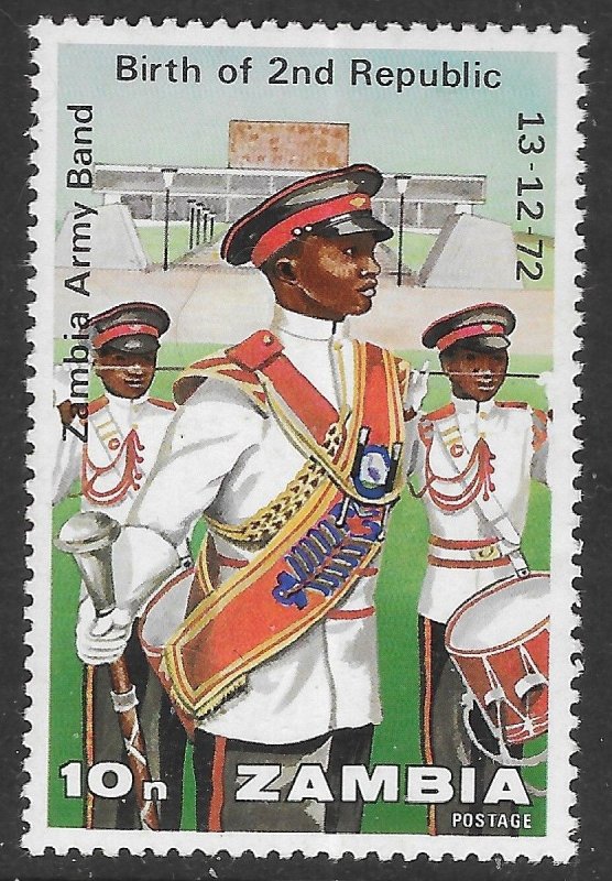 Zambia Scott 114 MNH 10N Birth of 2nd Republic Army Band Issue of 1973