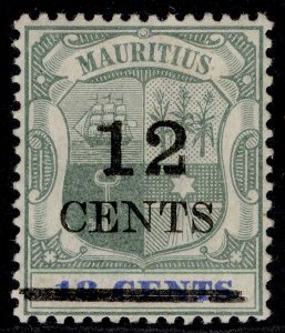 MAURITIUS EDVII SG156, 12c on 18c green & ultramarine, M MINT.