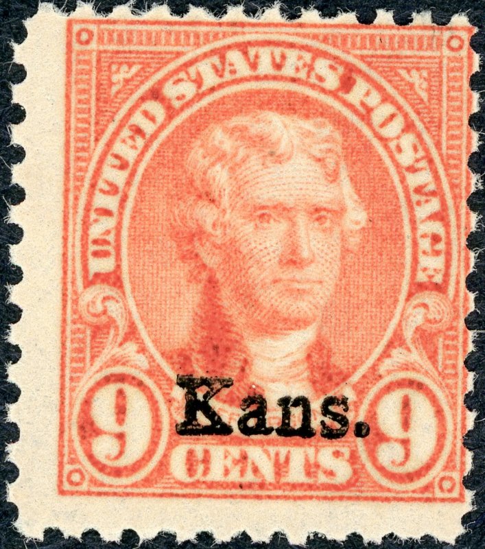 #667 – 1929 9c Jefferson, light rose, Kan-Neb. overprints.MNH. OG.