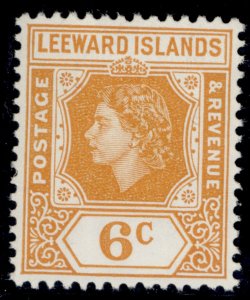 LEEWARD ISLANDS QEII SG132, 6c yellow-orange, NH MINT.