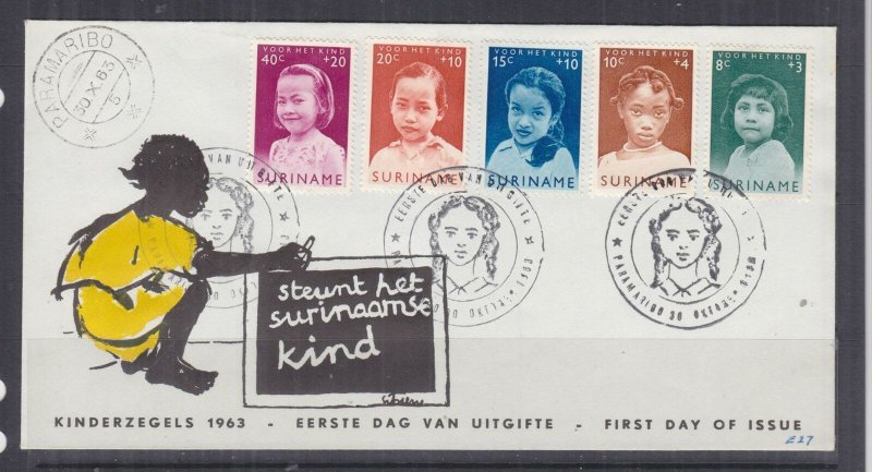 SURINAME, 1963 Child Welfare set of 5 on Illustrated First day cover. 