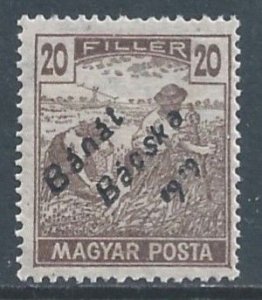 Hungary #10N23 MH 20f Wheat Issue Ovptd. Serbian Occ. & Banaf Bacaska 1919