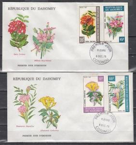 Dahomey, Scott cat. 342-345. Various Flowers issue. 2 First Day Covers. ^