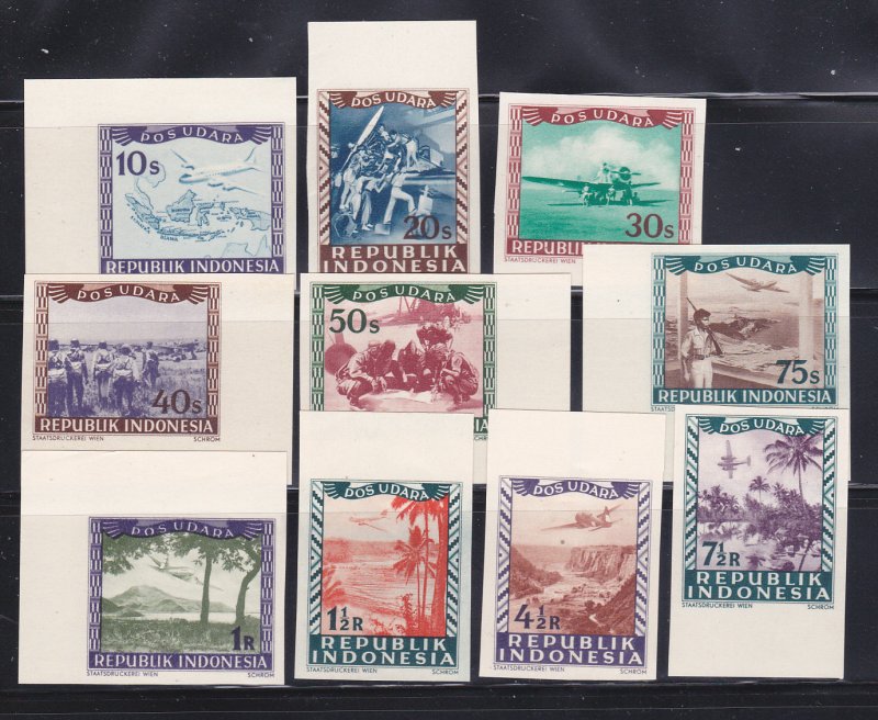 Indonesia C19-C27, C29 Imperf MNH Various