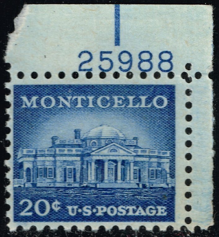 US #1047 Monticello P# Single; Used (2Stars)