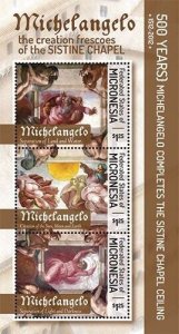 Micronesia 2012 - Michelangelo Art - Sheet of 3 Stamps - Scott #1003 - MNH