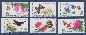 NORTH KOREA - Scott 2642-2647 - MNH - butterfly, flower - 1987