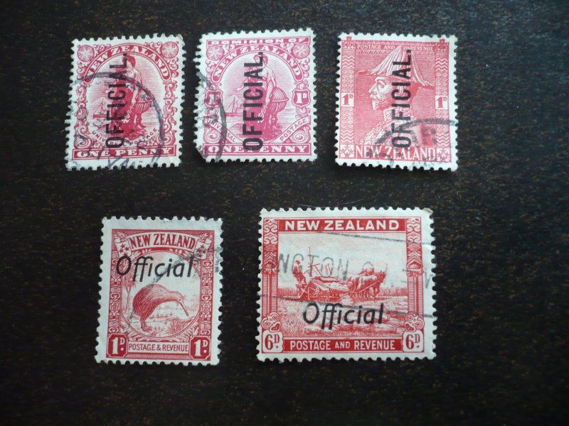 Stamps - New Zealand - Scott# O24.O34,O55,O58,O68 - Used Official 5 Stamps