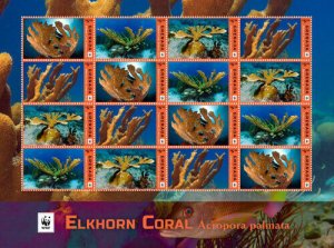 Grenada - 2016 - WWF - Elkhorn Coral - Sheet Of 16 - MNH