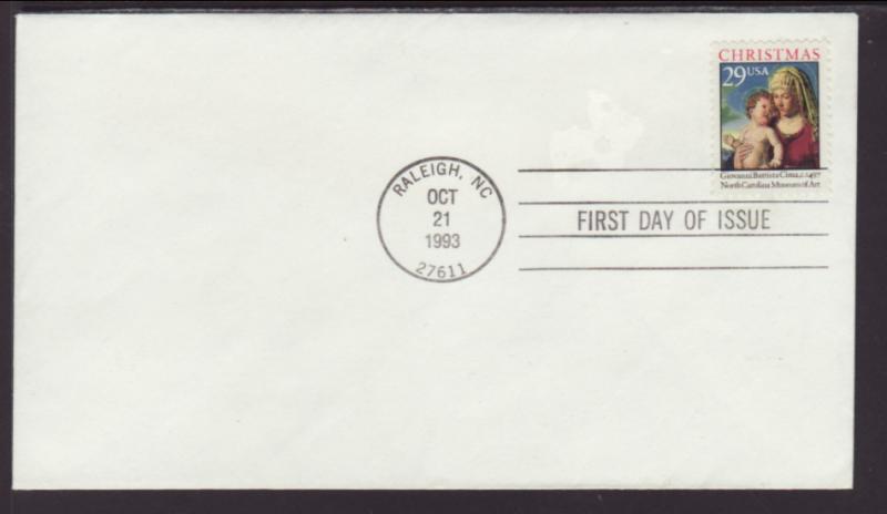US Christmas Madonna 1993 Uncachted U/A FDC BIN