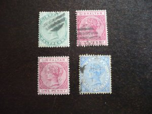 Stamps - Gibraltar - Scott# 8,10,11,14 - Used Part Set of 4 Stamps