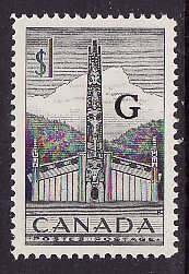 Canada-Sc#O32- id2693-unused NH $1 Totem Pole-overprinted G -1951-53-