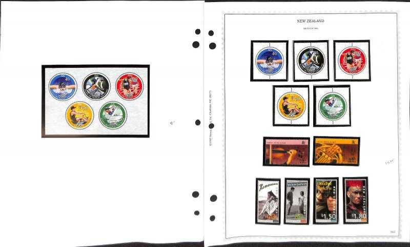 New Zealand Stamp Collection on 14 Minkus Specialty Pages Mint NH, 1996