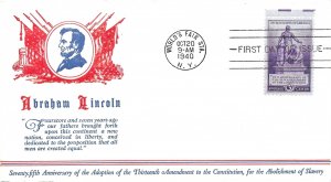 1940 FDC, #902, 3c Thirteenth Amendment, Linprint M-2
