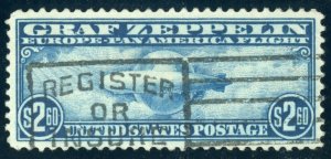 US Stamp #C15 Zeppelin Passing Globe $2.60 - PSE Cert - XF 90- USED SMQ $925.00