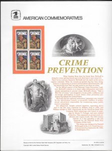 Just Fun Cover #2102 Block of 4 Crime Prevention COMMEMORATIVE PANEL (10422)