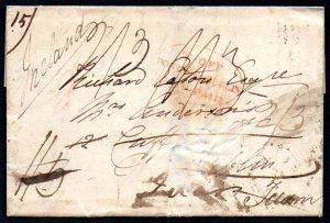 1822 EL from Bath with fair oval T·OFF / POSTAGE to Dublin / NOT PAID in red