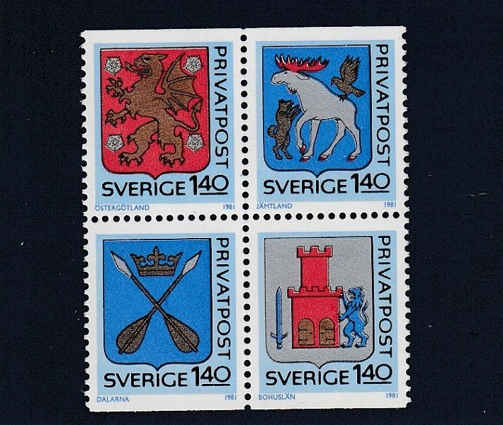 Sweden  Scott#  1356-1359  MH  (1981 Provincial Arms)