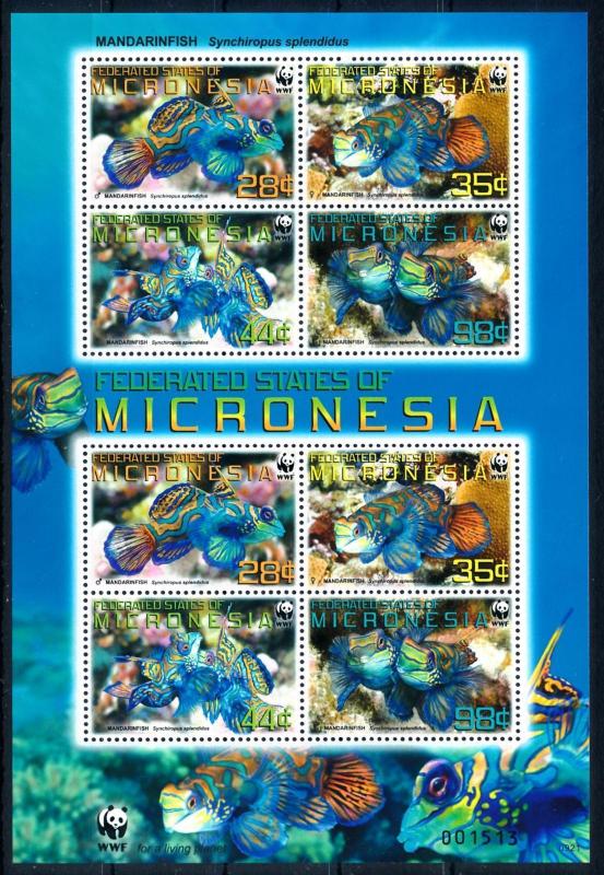 [66840] Micronesia 2009 Marine Life Fish WWF Sheet MNH