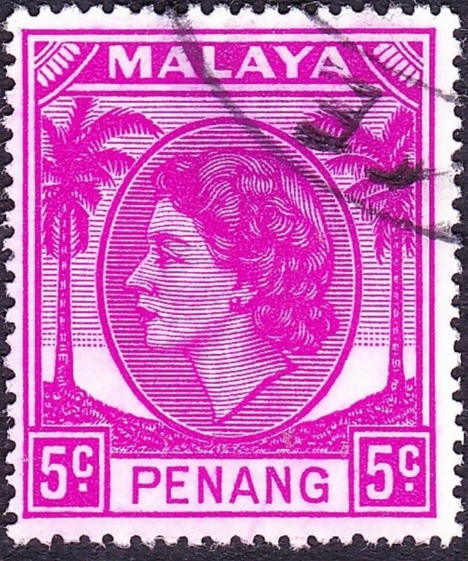 MALAYA PENANG 1954 5c Bright Purple SG31 Fine Used