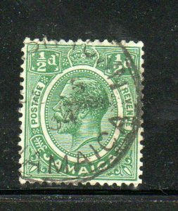 JAMAICA #101  1927  1/2p  KING GEORGE V       F-VF  USED  c