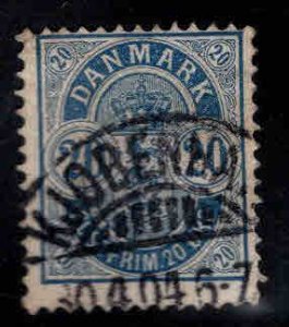 DENMARK  Scott 40 used 1884 stamp with Large corner numerals